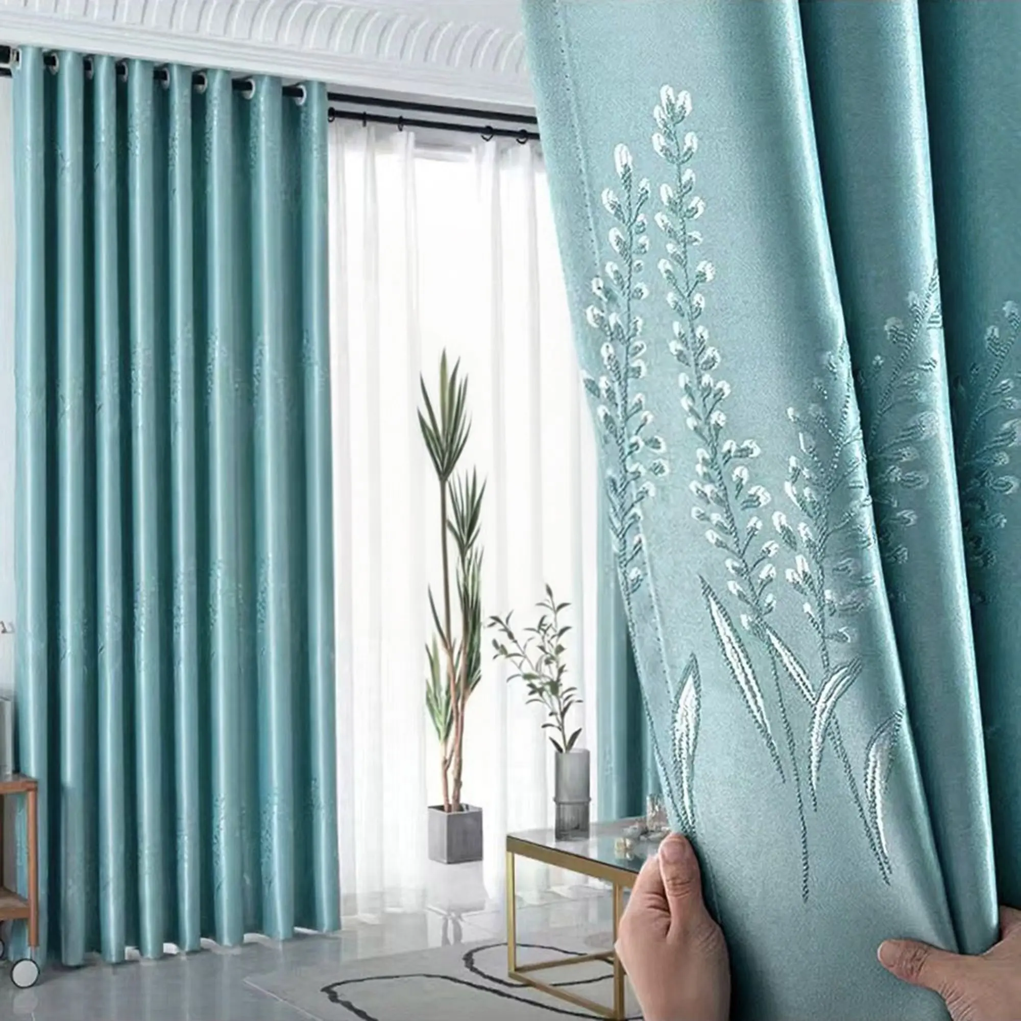 1pc [Slub Cotton] Blackout & Heat Insulation Eyelet Curtain, Thermal Insulated Curtains, Natural Cotton Linen Texture, Natural Drape, Suitable for Living Room, Bedroom, Finished Curtain
