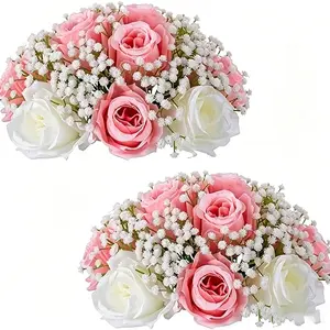 Realistic Rose Starry Sky Flower Arrangement, Wedding Table Centerpiece, Romantic Party Decor, Elegant Floral Bouquet