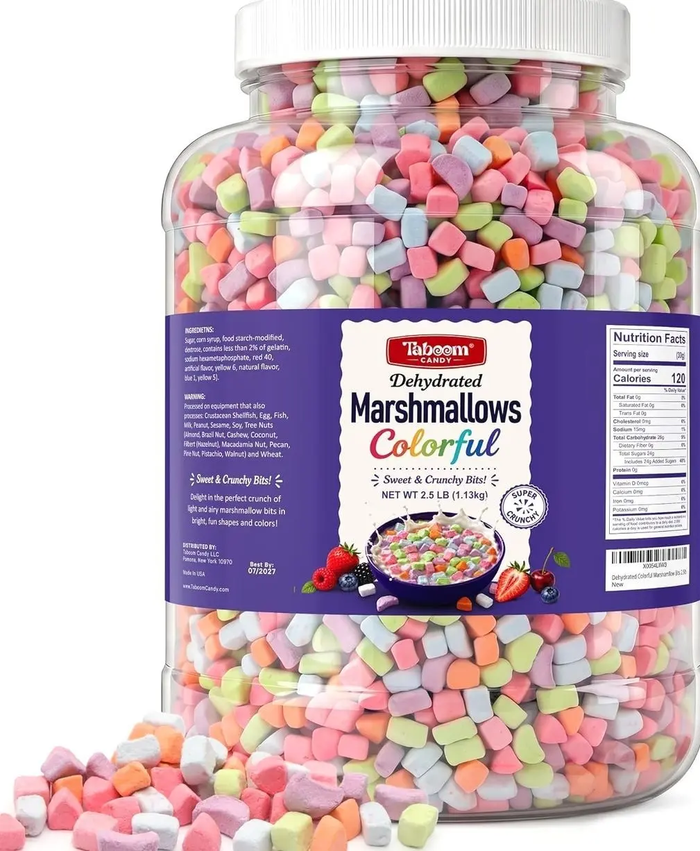 Dehydrated Colorful Marshmallow Bits - 2.5 Pound Bulk Crunchy Dried Mini Cereal Marshmallow Pieces for Hot Cocoa, Cereal, Baking, Ice Cream, Cookies, Cupcakes & Dessert Toppings