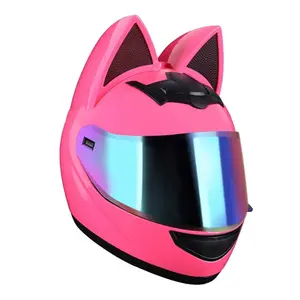 Cat Ear Design Motorcycle Helmet, Cute Full Face Helmet for Women, Universal Motorcycle Helmet for All Seasons, Motorcycle Accessories, Affordable Helmet