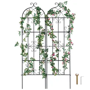 VEVOR Garden Trellis for Climbing Plants,  71 x 20 in, 2 Packs Rustproof Metal Garden Flower Trellis, Outdoor Climbing Rose Trellis Cucumbers Support, Decorative Clematis Trellis for Courtyards Lawns
