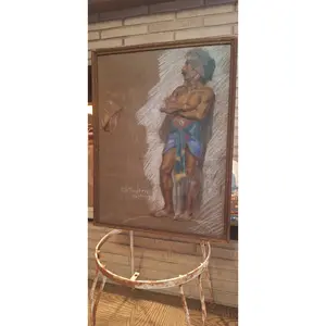 Antique Orientalist Signed Pastel Painting Bashi Bazouk