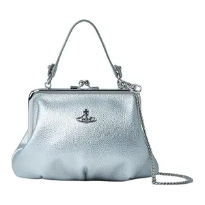 Vivienne Westwood Granny Frame Detachable Chain Strap Technical Fabric Blend Shoulder Handbag for Women in Silver