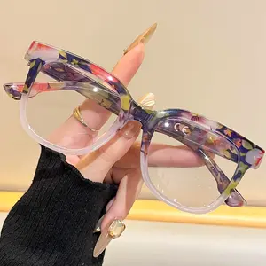 Large Square Reading Glasses for Women - Non-prescription Anti-blue Light Reading Glasses, Magnifying Lens, Non-prescription Computer,, Books Glasses Reading Eyeglasses - Elegant Clock Frame, Ideal Gift for Men and Women