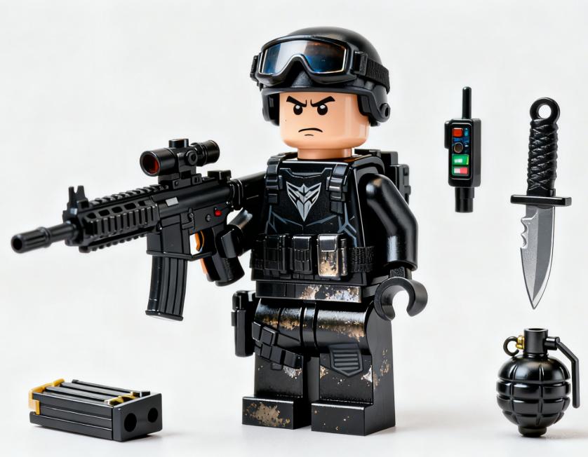 12 PCS Military Building Blocks Set Black Panther SWAT & Ghost SWAT Team Special Forces Ghost Mini Figure Pack Small Bricks STEM Toy for Kids