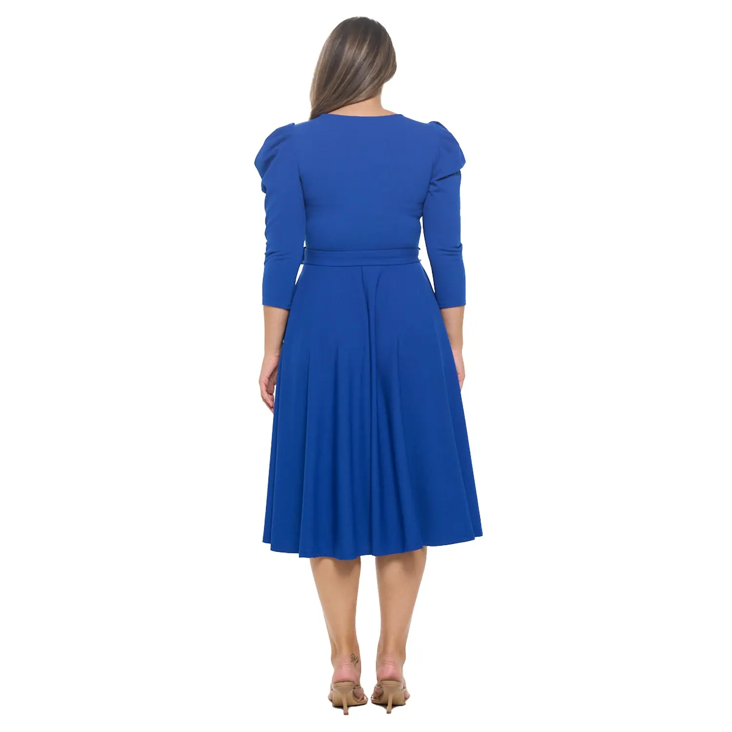 Women's Summer Swing Puff 3/4 Sleeve Midi Cocktail Dress w/Pockets for  Party, Formal and Casual Dresses