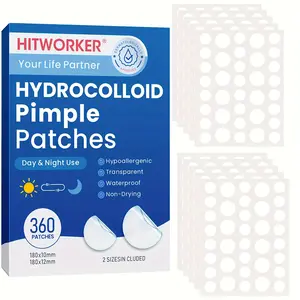 Hitworker Hydrocolloid pimplepatches for Face, Cute Round Shape Tea Tree Oil Acne Patches ,2 Sizes ,360 Count Skincare Clear,Gentle