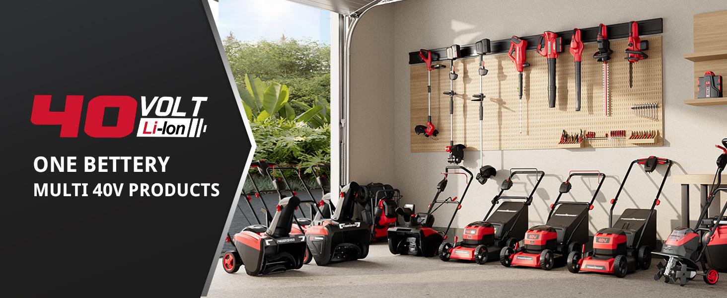 PowerSmart 40V 21" Cordless Push Lawn Mower with 2 x 4.0ah Batteries and Charger, up to 1/4 Acre (MB2400B)