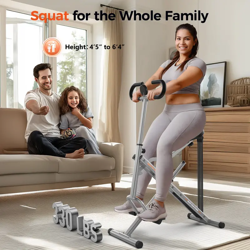 Flybird Squat Fitness Machine , Ride & Rowing Motion for Glutes, Thighs, Abs, and Leg Strength Training at Home, Foldable Core Trainer with 4 Resistance Levels,Whole Body Workout Machine with 330lbs Capacity 4