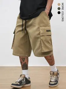 Men's Loose Solid Flap Pocket Drawstring Waist Cargo Shorts, Street Fashion Casual Bottoms for Daily Outdoor Wear, Men's Clothes for Summer