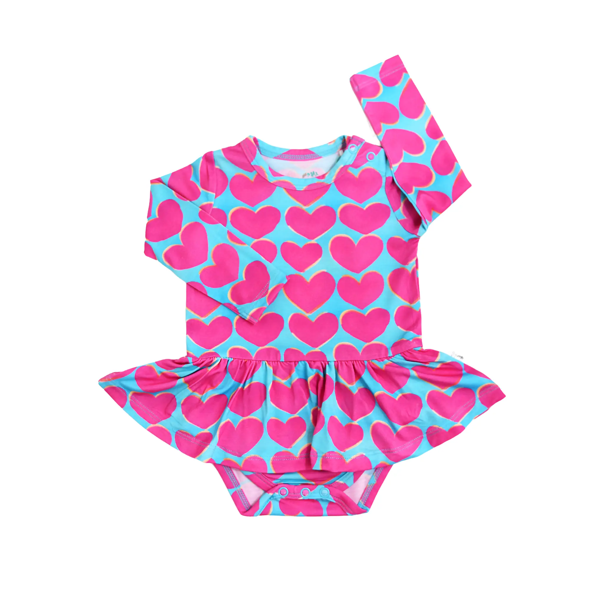 Cora TUTU Super Soft & Comfortable Baby Valentine's Day Hearts Romper with Sweet Tutu Skirt 3 Snaps for Easy Diaper Changes in Bamboo Viscose 95% Viscose 5% Spandex