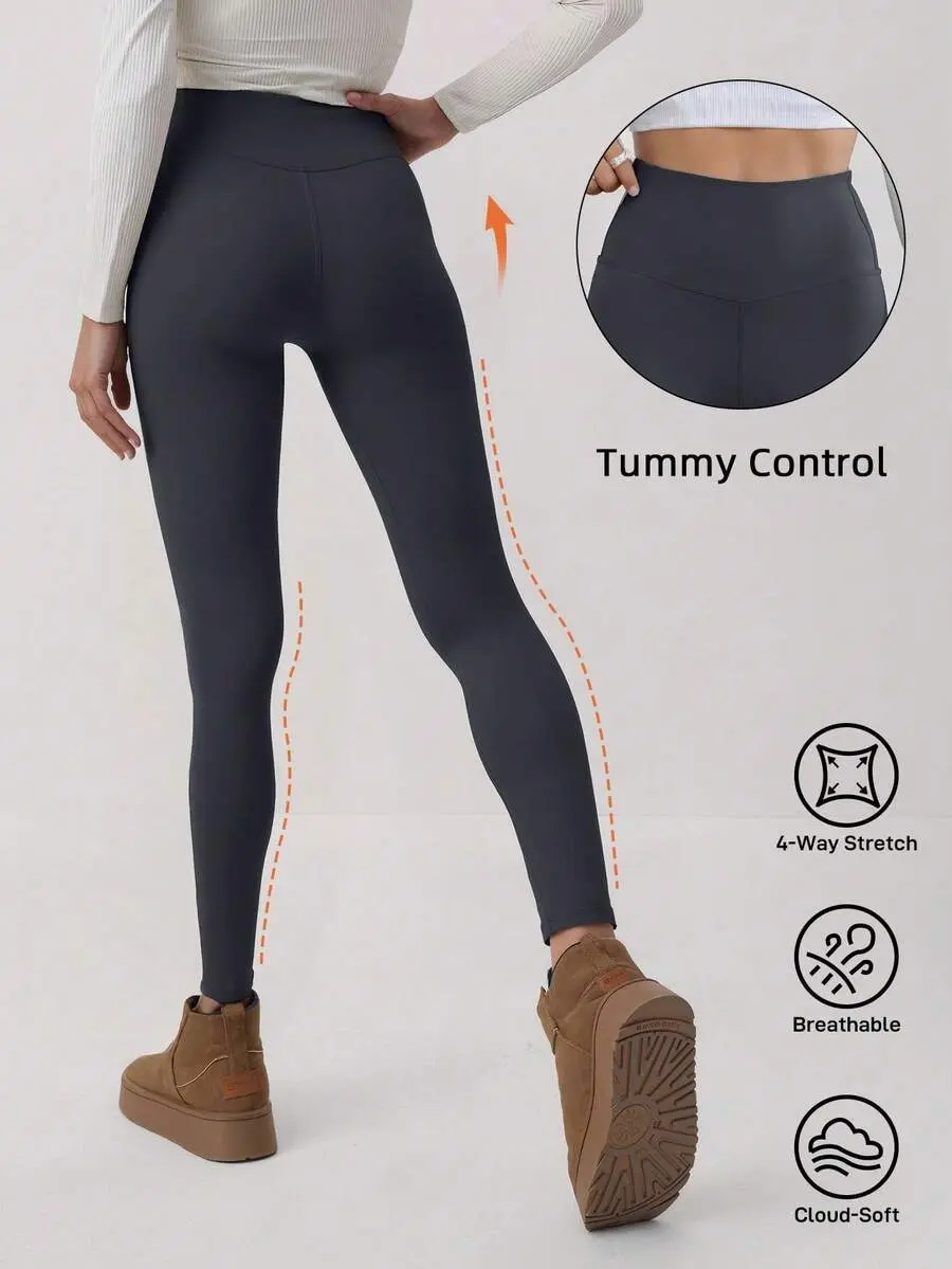 Women's High-Waisted Seamless Tummy Control Leggings	Grey Pants,Fall Clothes