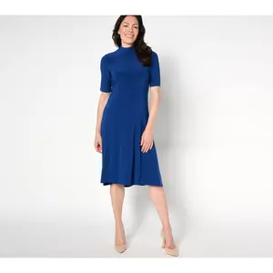 Dennis Basso Regular Italia Knit Dress with Elbow Sleeves
