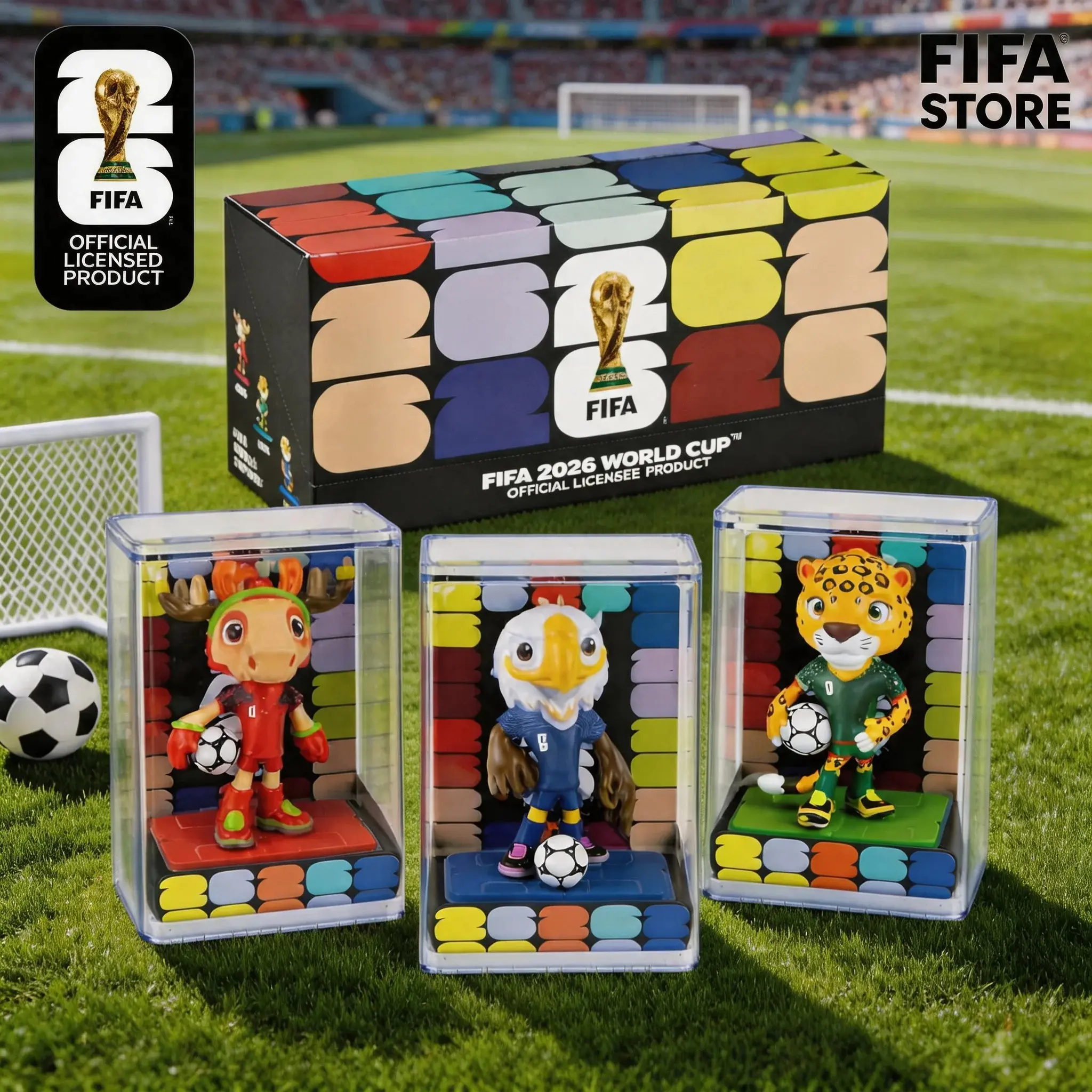 [Set of 3] FIFA 2026 World Cup Mascot Official Licensed Toy Figurines Collectable Soccer (Maple, Zayu & Clutch) Summervibes outdoorfun anime collectible,summerwins girl gift