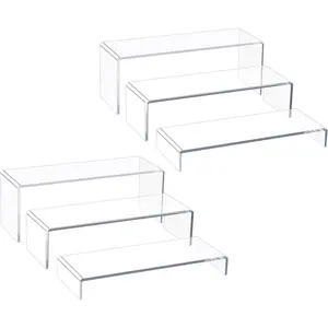 Display Riser Stand of 6 count, 5mm Thickness,12'' Length Tierd Display Stands,  Shelf Risers for Perfume Display,Risers for Buffet Table,Cupcake Stand,Pop Figurines,Tumbler,