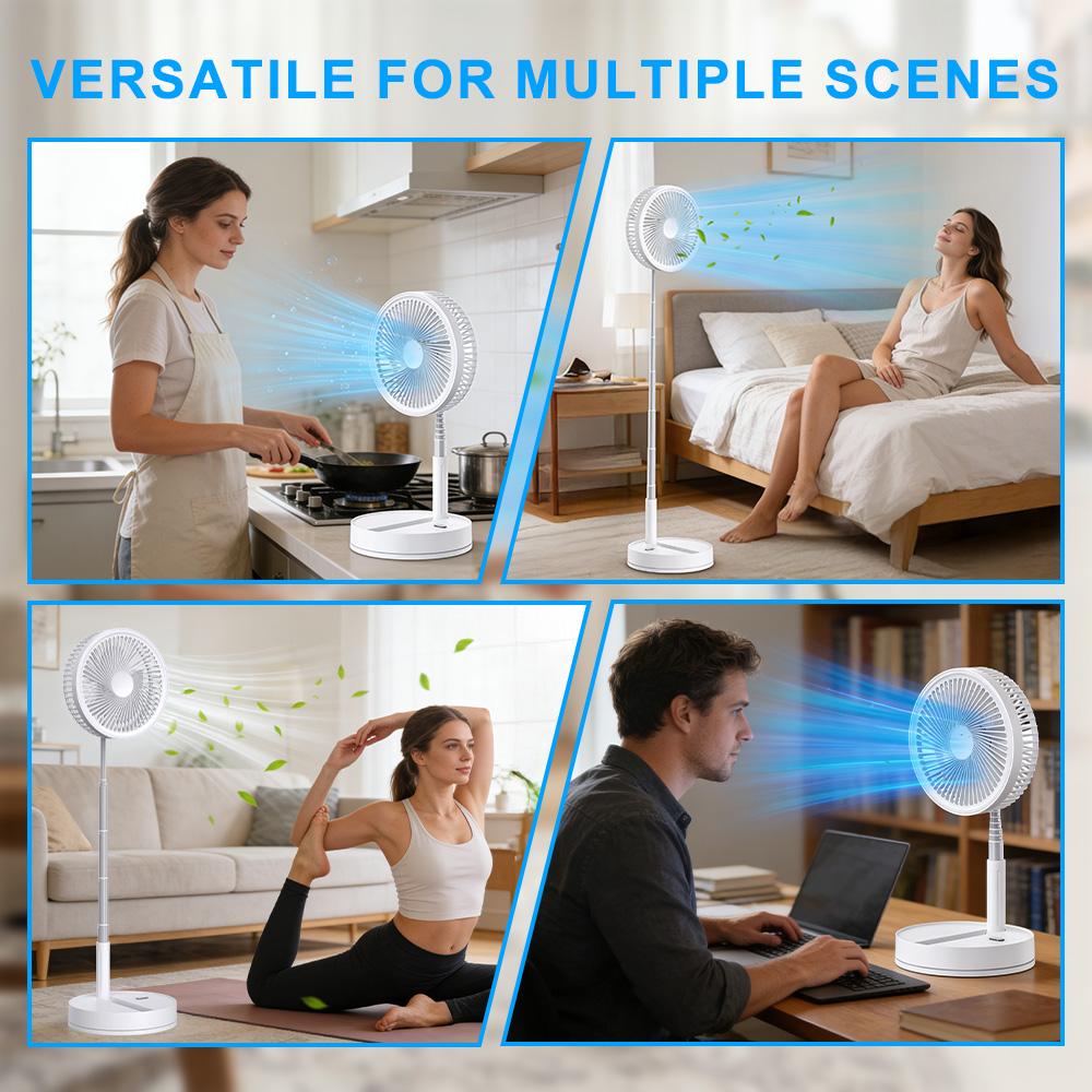 [Flash Sale]Foldable USB-Powered Desk Fan - 360° Rotation, 3 Speed Settings, 8000mAh Ultra-Long Battery Life, 105cm Max Height, Quiet Operation, Portable Oscillating Fan for Bedrooms, Offices