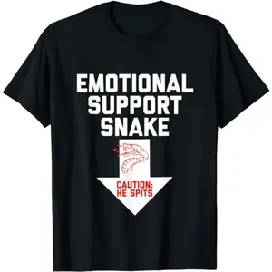 Humorous Cotton T-shirt Featuring Emotional Support Snake Caution Spitting Reptile Lover Gift Sarcastic Pet Owner Joke Top Novelty Apparel for Birthdays