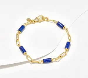 David Markstein Bronze Gemstone Station Paperclip Bracelet