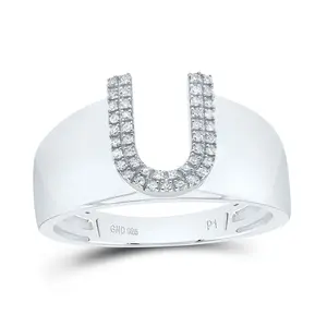 1/8Ctw-Dia P1 Initial "U" Men's Ring (4.28 grams)