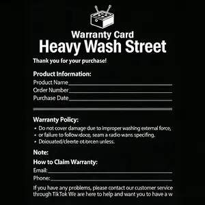 Heavy Wash Street Streetwear Warranty Card
