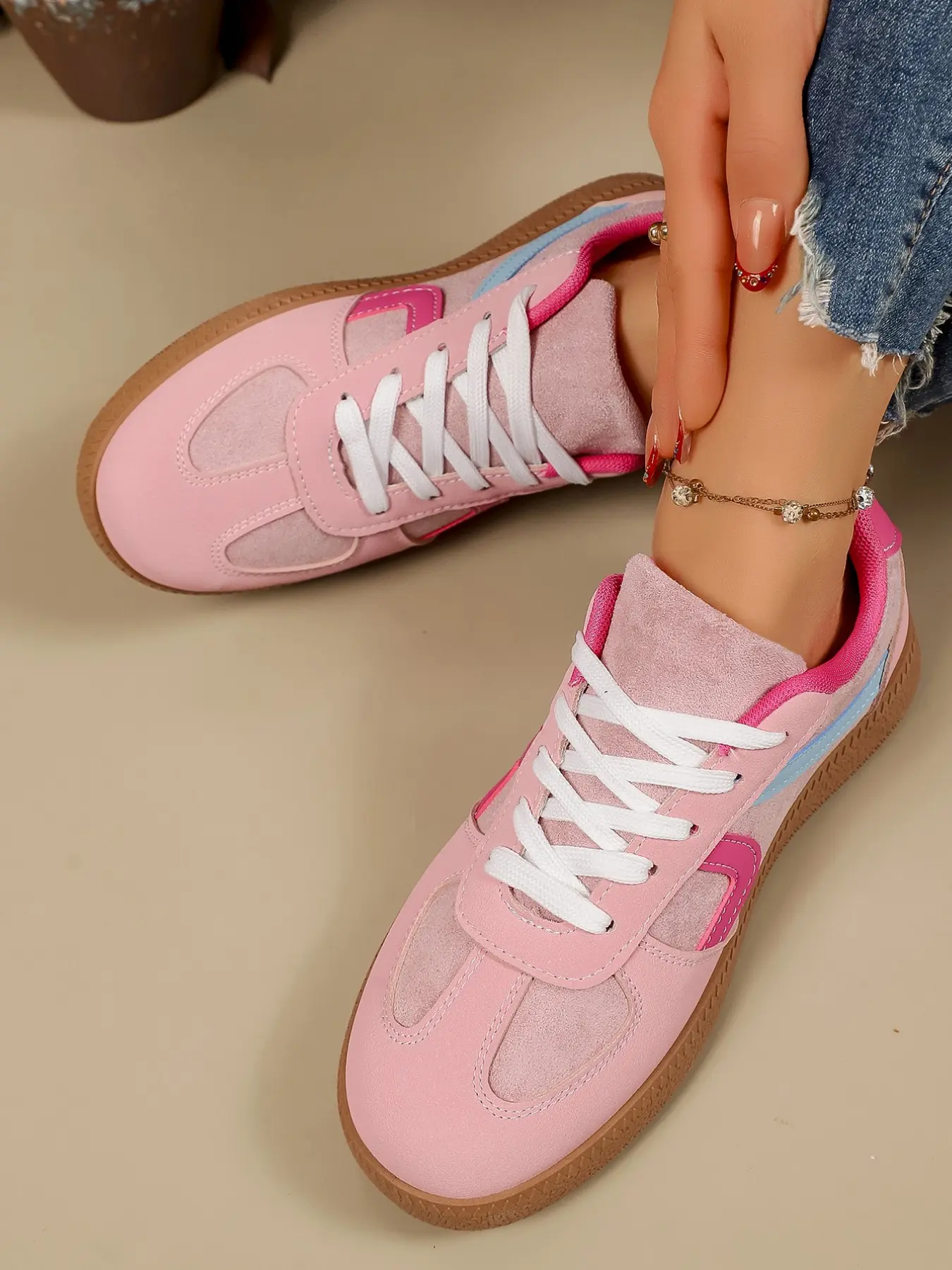 Women's Lace-Up Sports Shoes, Breathable Comfort Walking Training Shoes, Retro Multi-Functional Style, Gym Outdoor Travel Essential, Trendy Walking Shoes, Stylish Walking Shoes
