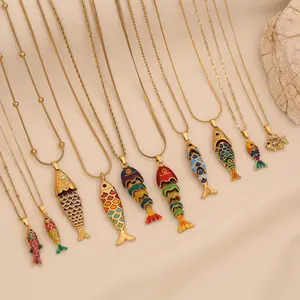 Colorful 3D Vivid Fish Pendant Necklace Stainless Steel Unique Stylish Daily Wear Neck Accessory For Women