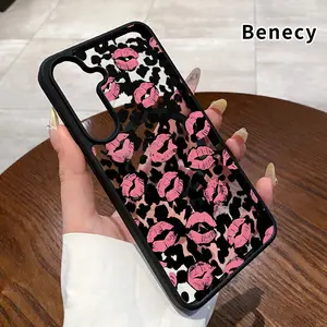 Magnetic Phone Case Supports Wireless Charging Case Compatible with Galaxy S23  Ultra S24 Plus FE S25 S22+ Luscious Lip Print Pattern Non-Yellowing Shockproof Clear Slim Protective Softcase Transparent Acrylic Cover