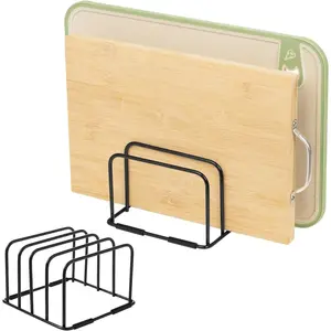 Cutting Board Holder Stand, Countertop Cookie Sheet Organizer, 6 x 6 x 3.9 in. Cookware Organizer for Baking Cookie Pan Small Racks Storage Kitchen Cabinet (Black) Steel Gift