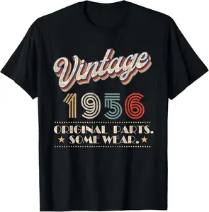 100% Cotton Vintage 1956 Original Parts Year Of Birth Birthday T-Shirt