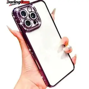 DarlingCase Glitter Bling iPhone 17 Pro Max Case with Diamond Camera Frame, Fits iPhone 15 Pro Max, iPhone 14 Pro, iPhone 13, Electroplated Clear Bumper Cover – Shiny Look, Stand Out Vibes (Purple)