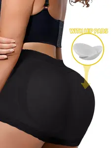 1 Count Women's Plain Contrast Lace High Waist Padded Butt Shapewear Shorts,Breathable Comfortable Padded Panty，Butt Lifter Panties Booty Pads Butt Enhancer Lace Boyshorts Shapewear,Ladies Body Shaper Boyshorts Lace Underwear