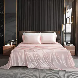 NA 4PCS Pink Sheets Queen Size Sheets Sets Lightweight Soft Bedding Sets with 1 Flat Sheet+1 Deep Fitted Sheet+2 Pillowcases (Pink, Queen)