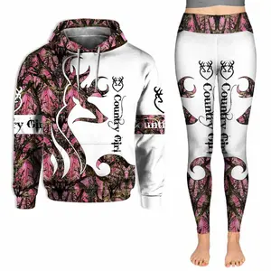 Hunting Girl Hoodie and Leggings Set – Casual Outdoor-Inspired Outfit for Women – Cozy Matching Top and Bottom Set