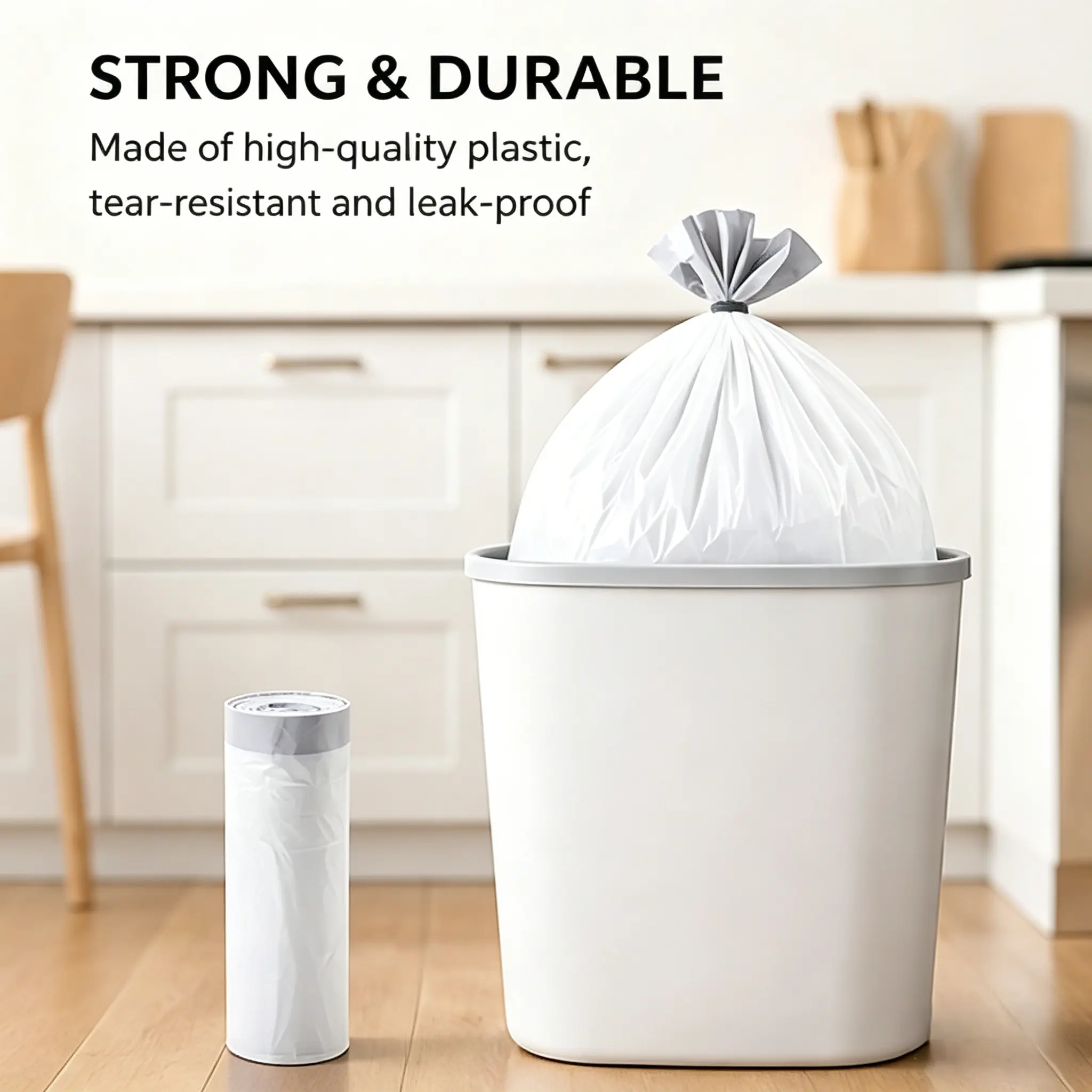 Resistenti e durevoli | Sacchi spazzatura HDPE 30L – Grandezza capacità, confezione da 4 rotoli – Ideali per cucina e casa, smaltimento domestico pratico