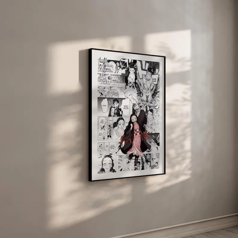 Demon Slayer Manga Poster Anime - Nezuko Kamado Anime - Curated Manga Panels - Digital Print - No Frame