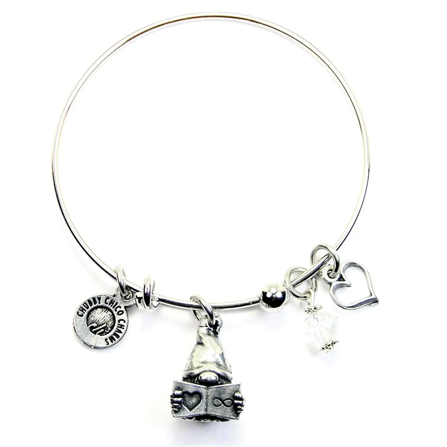 Book Lover Gnome Expandable Bangle Bracelet