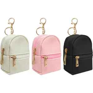 3-Piece Mini PU Leather Backpack with Zipper and Lobster Buckle, Women's Cute Mini Makeup Bag for Keys, Lipstick, Business Cards, Data Cable