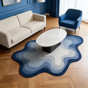 Non-Slip Living Room Carpet, Blue Gradient Pattern, Creative Fashion Elegant Rug, Home Decor Mat, Soft Comfortable, Decorative Rug