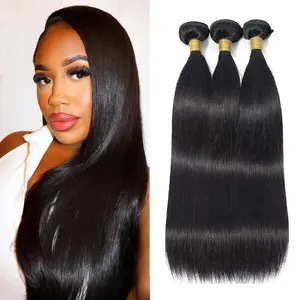 Gefily 【14A】 Straight Human Hair Bundles 22 24 26 Inches 100% Unprocessed Brazilian Virgin Hair Straight Weave Bundles Human Hair Bundles Real Natural Black Human Hair Extensions