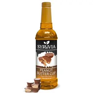 Syruvia Peanut Butter Cup Syrup for Coffee, Sweet Coffee Flavoring, 25.4 fl oz, Kosher, Gluten Free, Perfect for Lattes, Smoothies, Shakes & Desserts