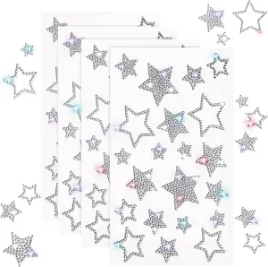 84 Pcs/4 Sheets Silver Glitter Rhinestone Star Adhesive Stickers, DIY Self-Adhesive Bling Crystal Stickers for Craft, Headphone, Car Decor, Scrapbooking & Stamping, Adhesive Stickers Stickers