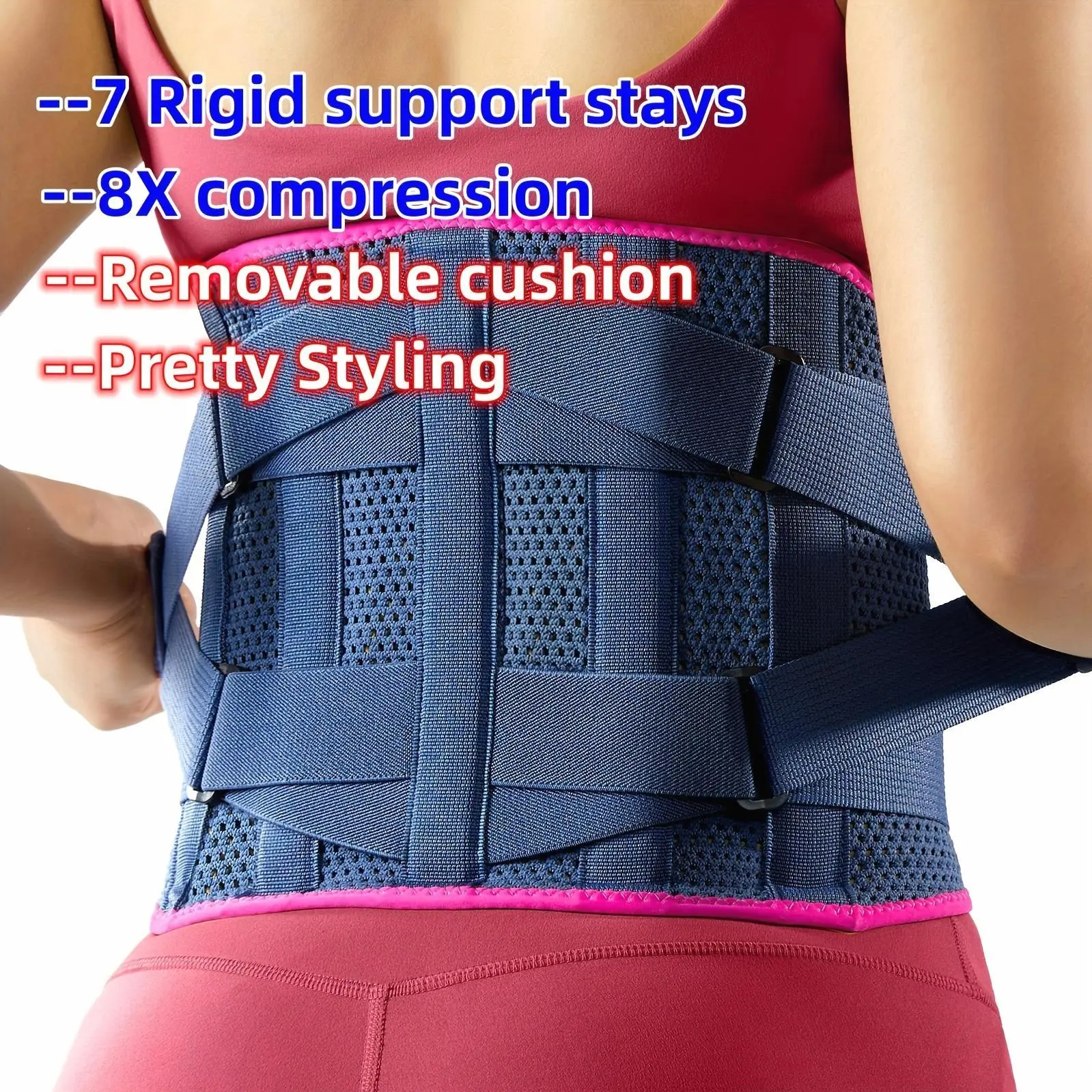 Premium Back Brace for Lower Back with Removable Pad, Adjustable Lumbar Support with Rigid Stays, Lightweight for Women Men Lifting Work