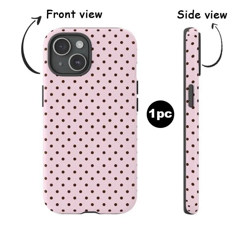 Light pink polka dots, beautiful Y2K cool girl 2-in-1 phone case Cover with a durable, shock-absorbing, protective, and stylish design. Compatible with iPhone 17 16 15 14 13 12 11 Pro Max Pro Plus Samsung Galaxy S26 S25 S24 S23 Ultra
