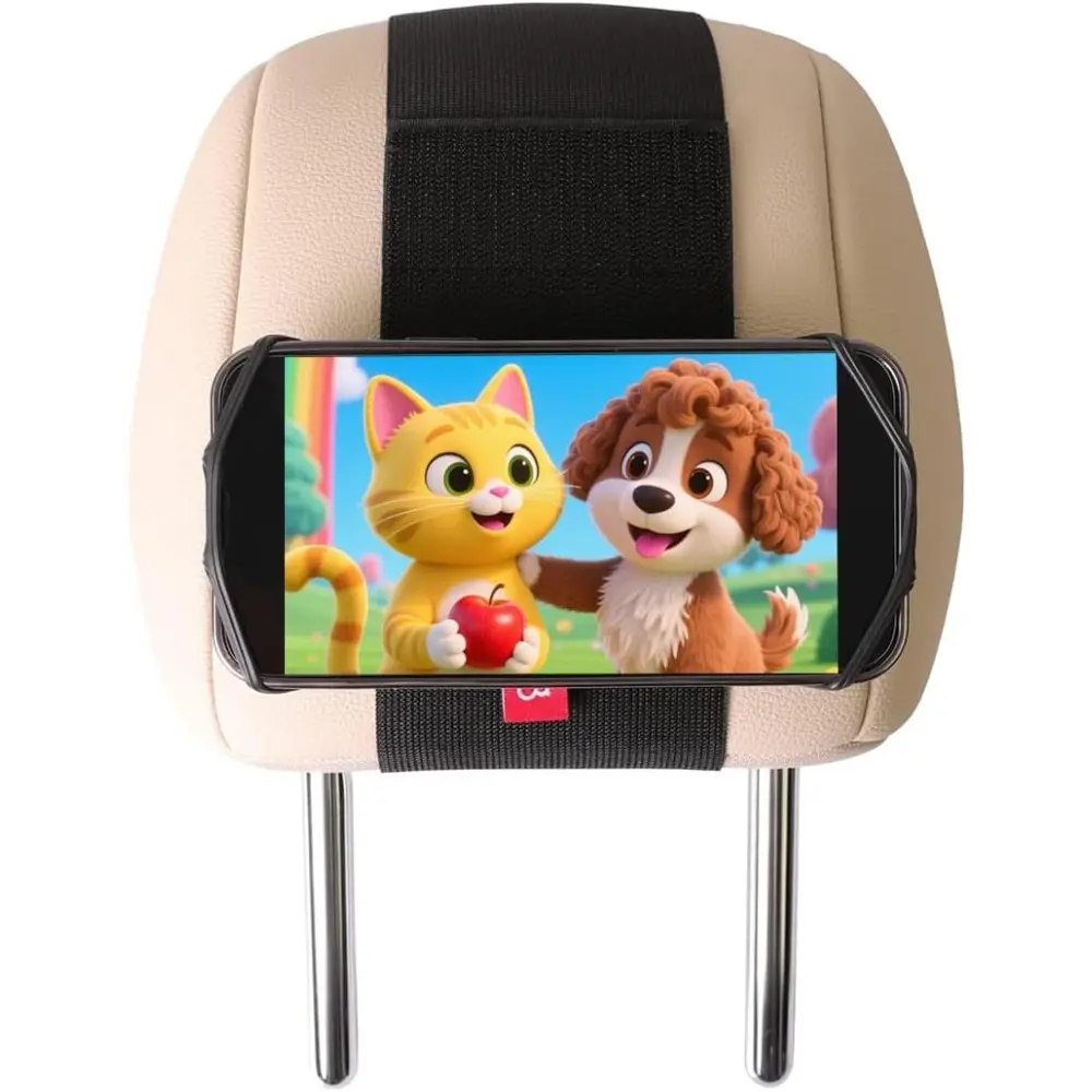 360° Rotatable Automotive Phone Holder (1 Pack) - Car Back Seat Headrest Stand, Hook-and-Loop Silicone, 3.5-7" Device Fit, Road Trips/Reading Essential, Compatible with iPhone, Samsung, Google, Huawei, Nokia Smartphones, Car Phone Stand