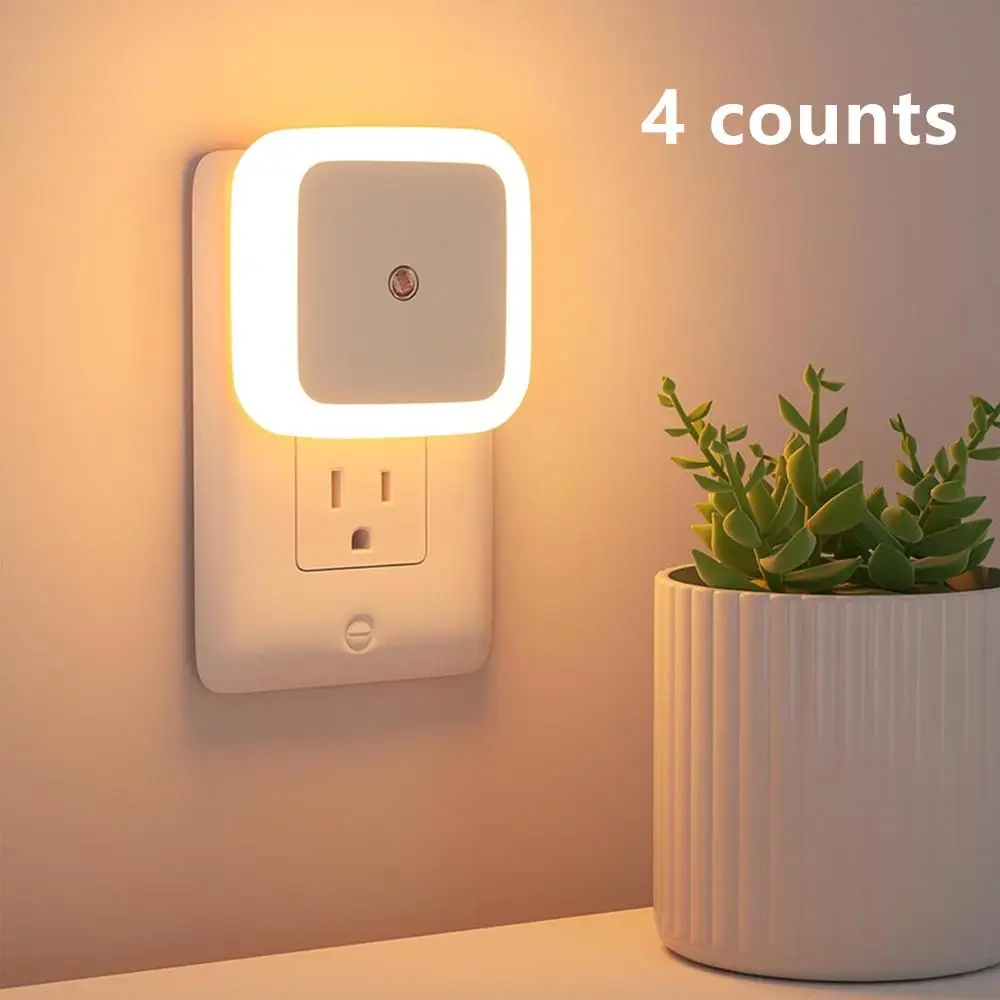 Wall Mounted LED Night Light for Fall, Smart Light Control Sensor Night Light, Plug-in Square Night Light for Bedroom, Bathroom, Hallway, Chill Room F
