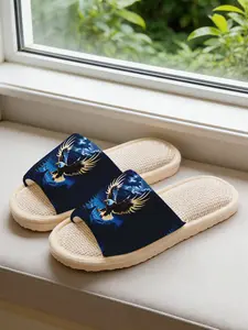 Men Women Home Slippers Eagle Print Soft Sole Anti-Slip Quiet All-Season Textile Eva Casual Indoor Shoes