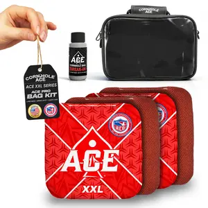 ACE XXL Series Red Carpet ACO Pro Approved Cornhole Bag Kit | 4 Bags, 5/9 Speed + Break-In Kit + Carry Case