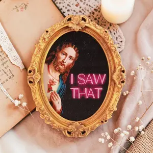 1PC Funny Jesus Fridge Magnet, I Saw That Oval Frame Refrigerator Magnet, Refrigerator Decorating Magnet, Fun Home Decor Gift, Perfect for Wedding Decoration, Decorative Fridge Magnets