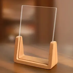 1pc U-Shape Wooden Photo Frame, Creative DIY Office Desktop Display Stand, Graduation Wedding Party Decoration,