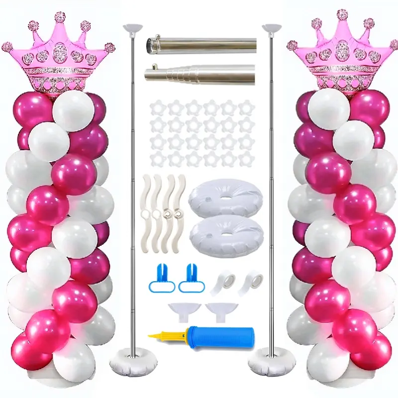 Heavy-Duty Metal Balloon Stands, Expandable Balloon Stand, Extendable Party Poles with Stable Base - Adjustable Height for Wedding, Birthday, Valentine's Decorations - No Balloons Included - Indoor/Outdoor Event Decor, Versatile Color Options